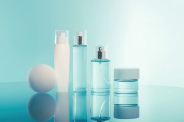 Elegant Skin Care Bottles in Minimalistic Mockup Style for Beauty Product Design