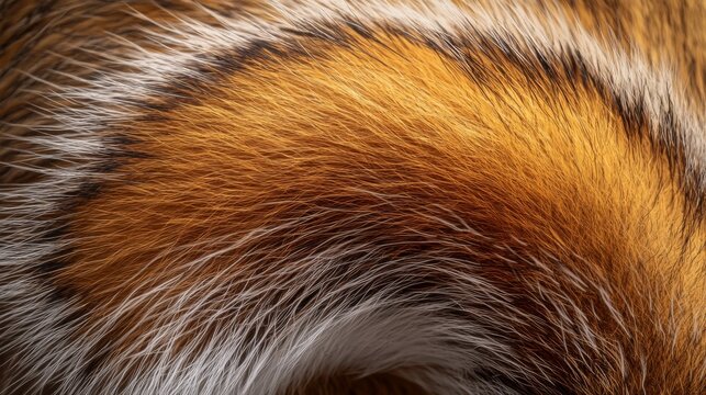 Close-up of a Curled Red and White Animal Fur