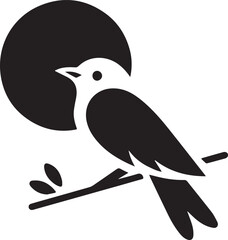 vector silhouette bird art work black and white