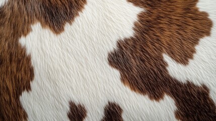 Close-up Texture of Brown and White Cowhide Fur