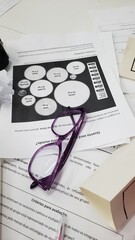 Various math activities on the table, some notebooks and markers