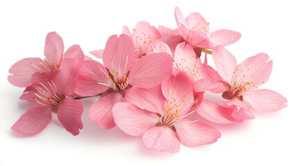Beautiful sakura flowers in delicate pink shades isolated on a clean white background