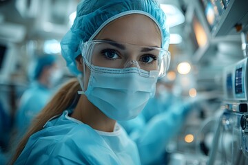 Operation in the OR: A surgeon working precisely on a patient An impressive operating scene in which a surgeon works on a patient with a concentrated expression, surrounded by a team.