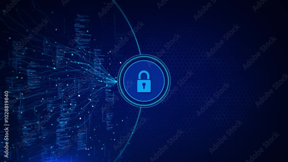 Aufkleber concept of internet cyber security attack, technology and online data protection in innovative perce