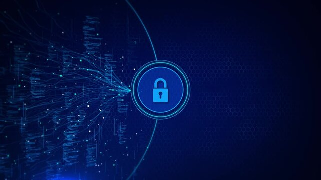 Concept of internet cyber security attack, technology and online data protection in innovative perception. crypto private encryption. 4K 3D business financial data virtual network connection security