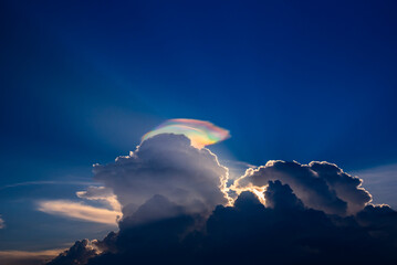 Angkor Wat Cambodia, A rare Rainbow Clouds called Cloud Iridescence