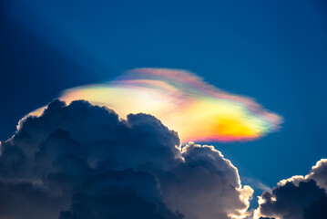 Angkor Wat Cambodia, A rare Rainbow Clouds called Cloud Iridescence
