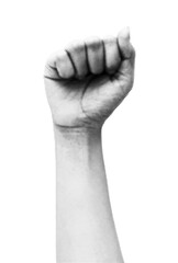 Retro halftone fist punching the air