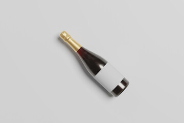 Bottle of tasty red wine on white background, space for text