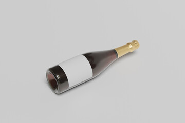 Bottle of tasty red wine on white background, space for text