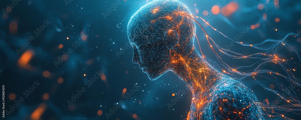 Leinwandbilder ethereal ai being rising from a digital universe, enveloped in glowing circuits and neural network t