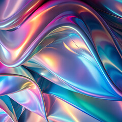 Fototapeta premium Abstract colorful waves of shiny fabric with smooth texture and gradients 