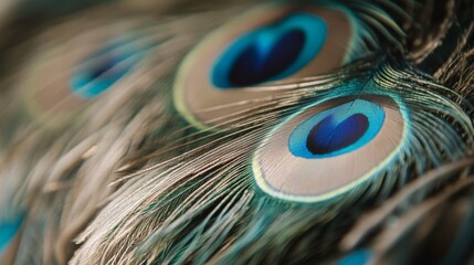 Naklejka premium Close-up of a Peacock Feather Displaying Vivid Blue and Green Hues