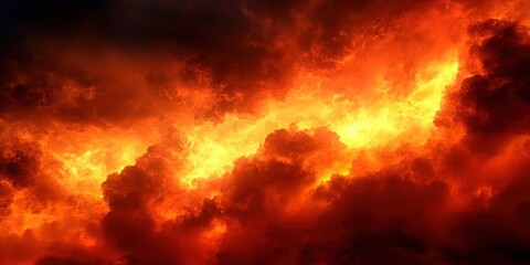 Obraz premium Dramatic Orange and Red Sky with Fiery Clouds