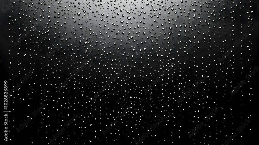 Poster close-up of water droplets on a dark surface, creating a moody effect.