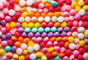Obraz premium vibrantly stacked colorful candies artfully placed chic backdrop tempting visual feast, rainbow, lgbtq, lgbt, pride, love, equality, arrangement
