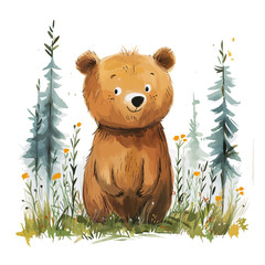 cute bear watercolor vector illustration