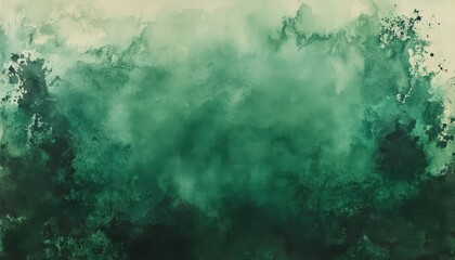 Obraz premium Lush green watercolor background blending shades of emerald and jade in soft tones