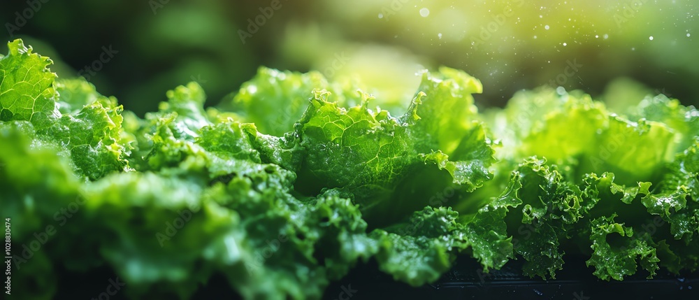 Poster sustainable vertical hydroponic system flourishing with green lettuce, representing the future of mo