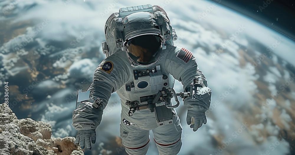 Aufkleber a space astronaut, in the environment of outer space.