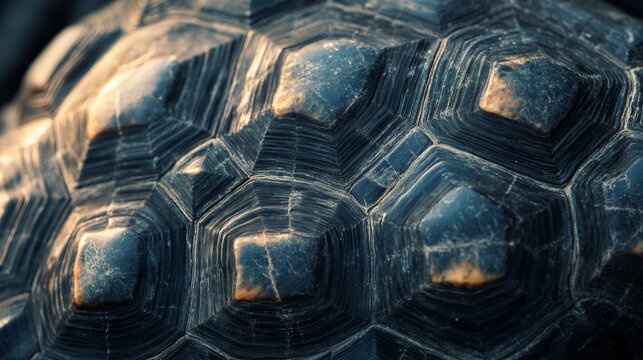 Close-up of a Tortoise Shell with a  Hexagonal Pattern