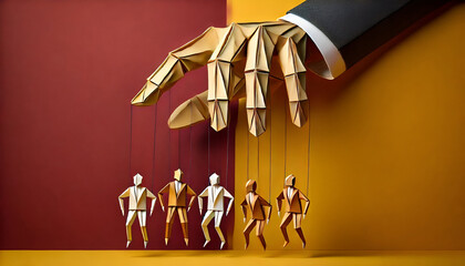 Origami Hand Controlling Puppets on Strings - Conceptual Power and Manipulation