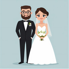 Romantic wedding .Bride and groom design vector image