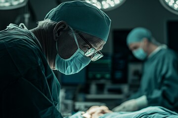 Focused surgeon performing critical operation in modern operating room