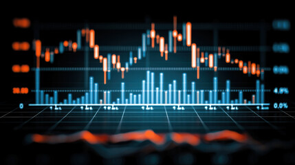 image depicts stock market chart showcasing fluctuating prices and trading volumes, reflecting market trends and investor sentiment