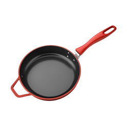 red frying pan isolated on white