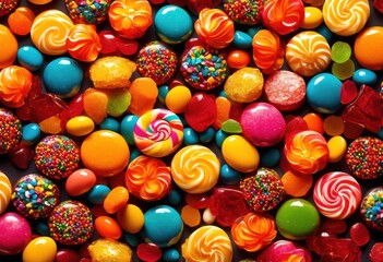 Fototapeta premium radiant display multi hued candies artfully stacked vivid backgrounds creating playful inviting visual feast, rainbow, lgbtq, lgbt, pride, colorful