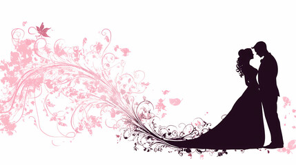 Romantic wedding .Bride and groom design vector image