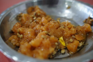 Group of jaggery with Coriander Seeds also Know as Gur, Goor or Gud