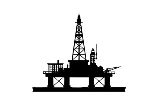 recommend clip art: Oil rig silhouette vector | vector silhouette illustration on white background