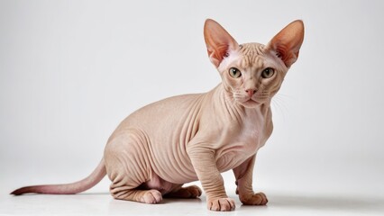 Portrait of Red sphynx cat on grey background