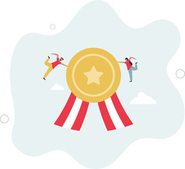 Employee award recognition, success achievement reward or top star performer of the month, best sales champion or certificate concept.flat design with people.