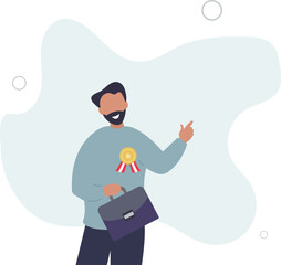 Expertise advice, top performance employee or award recognition winning, smart salesman or leadership concept.flat design with people.