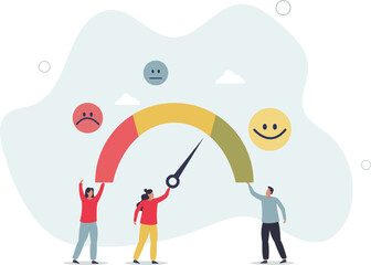 Employee engagement and satisfaction level measurement.flat design with people.