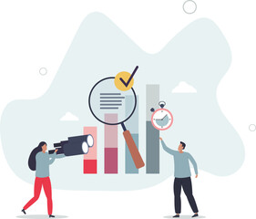 Competitor benchmarking tools for company evaluation .Quality, performance and market share analysis with other businesses.flat design with people.