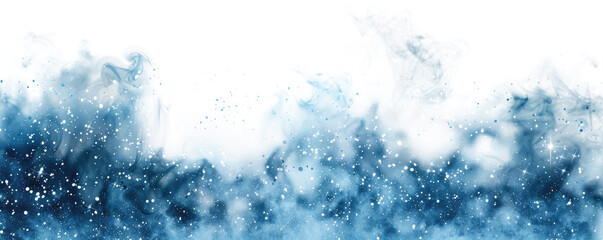 blue glitter smoke border frame isolated on white or transparent png