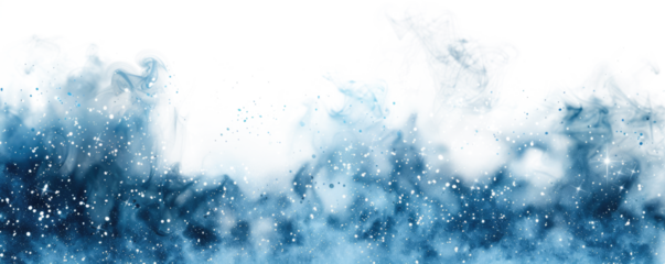 blue glitter smoke border frame isolated on white or transparent png
