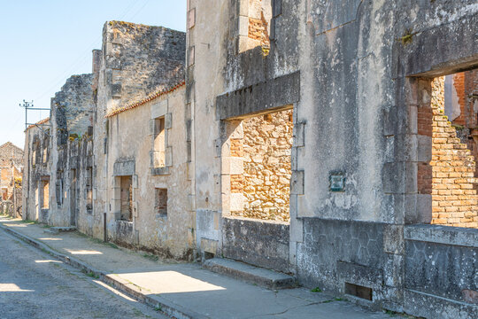 Oradour-sur-Glane, France - 11 aout 2024 : Centre de la m&eacute;moire du village martyr d'Oradour sur Glane. Village victime d&rsquo;un massacre durant la seconde guerre mondiale par les SS, le 10 juin 1944.	