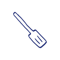 Wooden spatula. Kitchenware sketch. Doodle line vector kitchen utensil and tool. Cutlery illustration