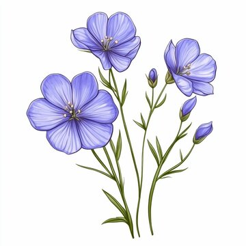 recommend clip art: Blue Flax Flowers Illustration  Watercolor Style  Botanical  Floral  Nature  Spring  Summe