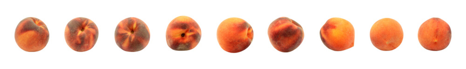 Yellow peach nectarine isolated on transparent background. Fruit set