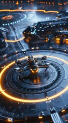 Technological arena for drone racing and AI-enhanced challenges, 4K hyperrealistic photo