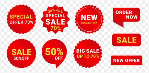 Vector sale sticker or discount label set. Promotion banners collection on white background