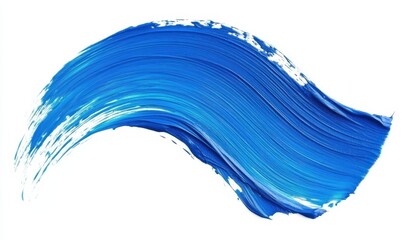 Hand painted blue brush stroke on a white background for artistic creations