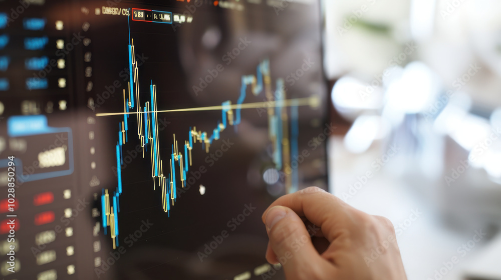 Poster analyzing finance graph showcasing market trends and correlations, this captures essence of data dri