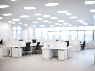 Blur focus of White open space office interior can be used as background